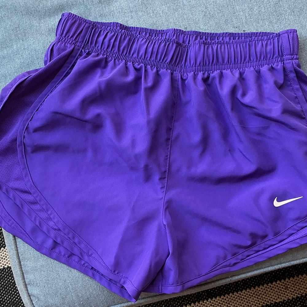 Nike Women's Purple Athletic Shorts with Swoosh